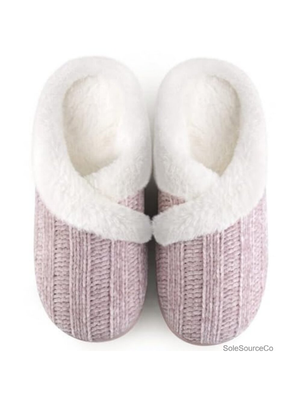 Women's Fuzzy House Slippers Chenille Knit Memory Foam Anti-Slip Indoor Outdoor